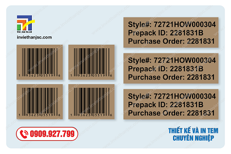 In Tem Dán Barcode Màu Carton
