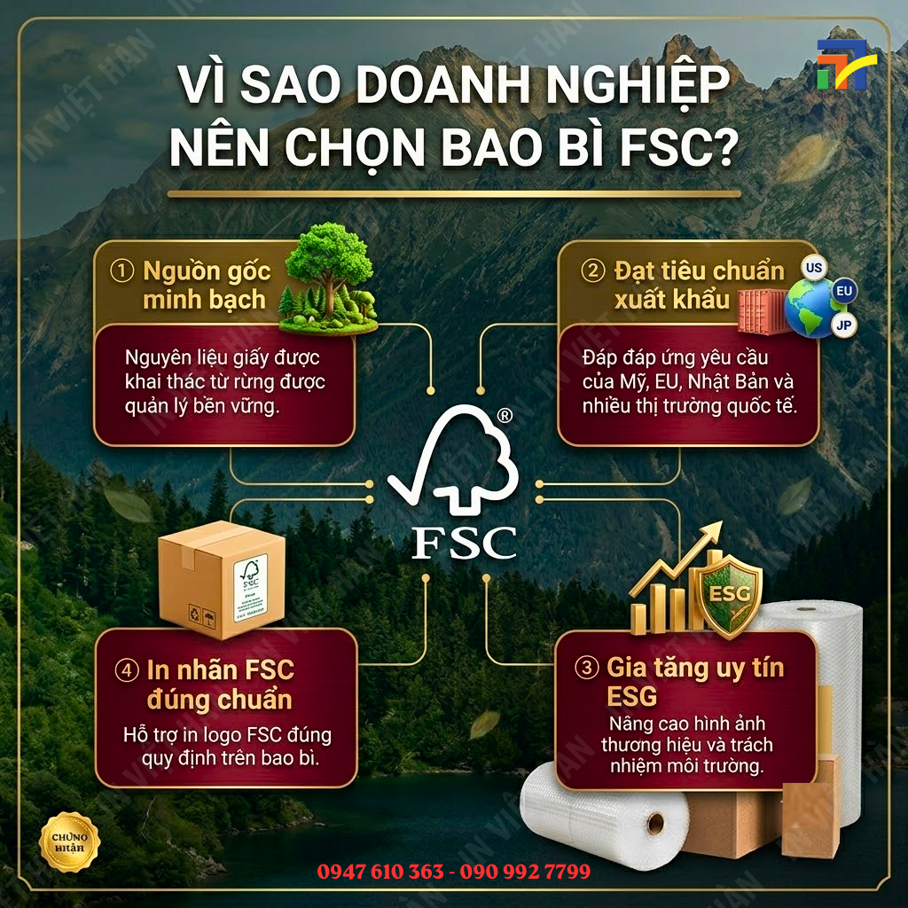 Các loại nhãn chứng chỉ FSC trên bao bì giấy