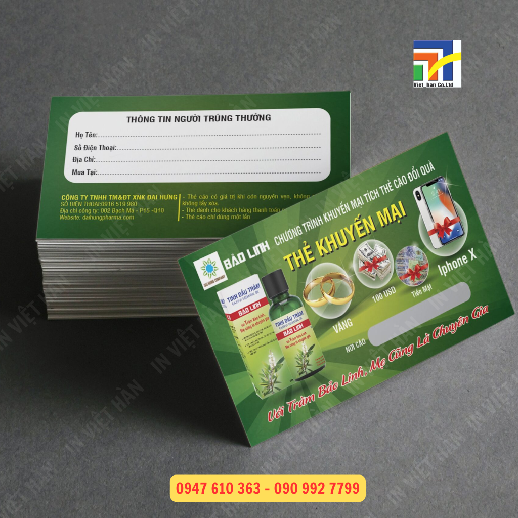 Quy cách thiết kế 2 mặt in thẻ cào chuyên nghiệp