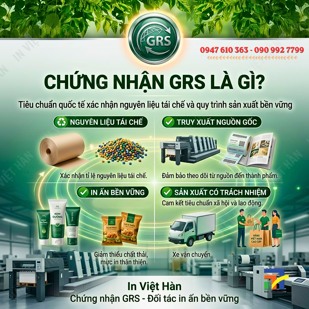 Sản phẩm bao bì cần ít nhất 50% thành phần tái chế để dán logo GRS