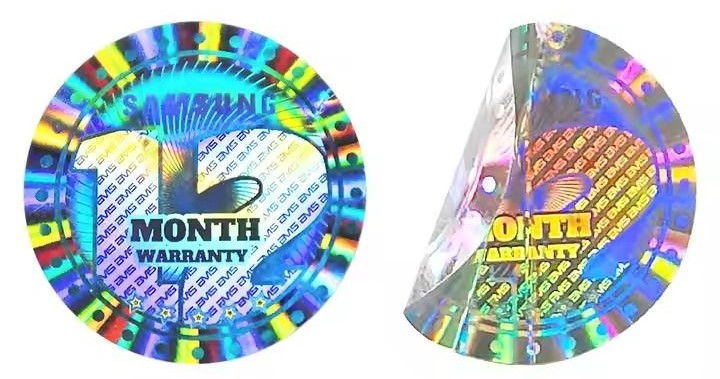 Mẫu tem bảo hành 7 màu hình tròn sắc nét