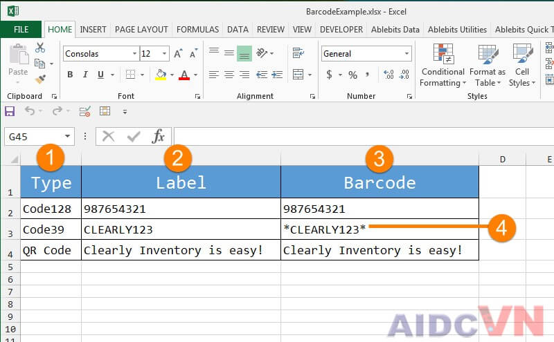 Tạo mã vạch sản phẩm bằng Excel